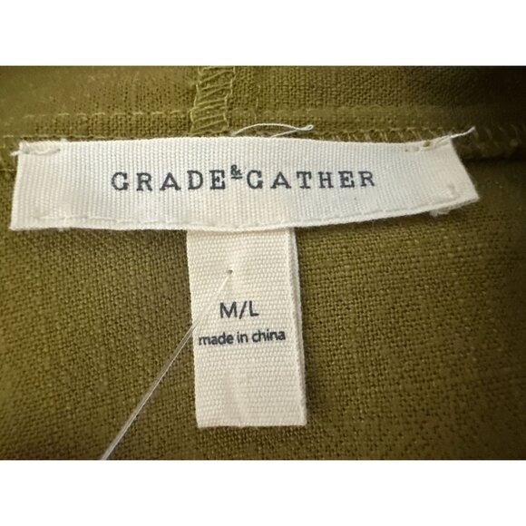 Grade & Gather Mustard Yellow Open Front Cardigan w/Pockets Lightweight Casual L - Picture 7 of 9